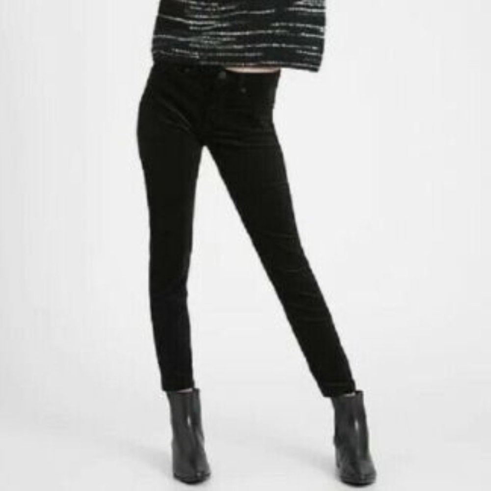 Banana Republic Black Velvet Stretch Skinny Pants
